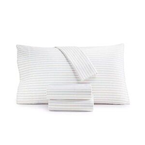 Charter Club 550 Thread Count Queen Sheet Set Tan White Stripe Cotton MSRP $170